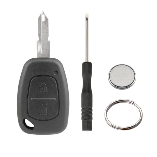 2 Tasten Schlüssel Fernbedienung Gehäuse für Vauxhall Vivaro Renault Traffic Master Movano Kangoo (Mit Rohling und Batterie) von Vailikey