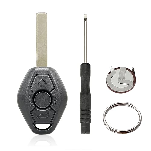 3 Tasten Schlüssel Fernbedienung Gehäuse für BMW 3er E46 X3 E83 X5 E53 5er E61 Z4 E85 E86 7er E32 (HU92 Rohling Mit Batterien) von Vailikey