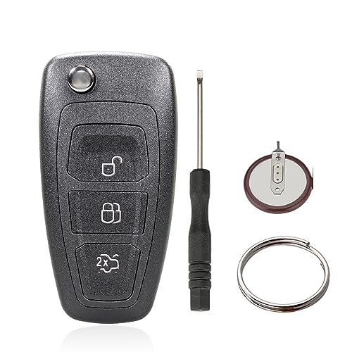 3 Tasten Schlüssel Fernbedienung Gehäuse für Ford Fiesta Focus KA Transit KUGA (Mit Batterien) von Vailikey