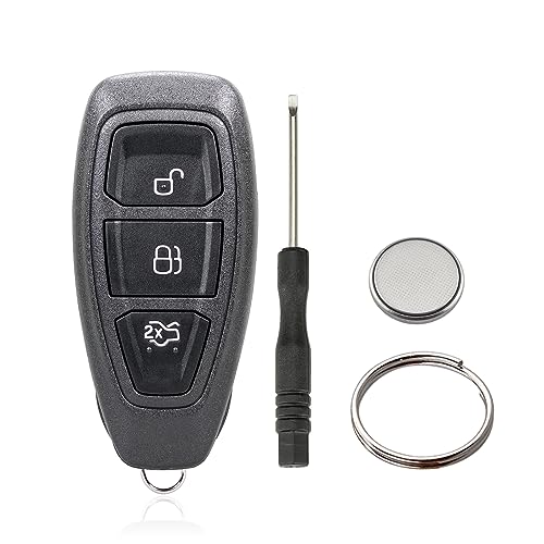 3 Tasten Schlüssel Fernbedienung Gehäuse für Ford Mondeo Fiesta Focus Kuga Ecosport Keyless (Mit Batterien) von Vailikey