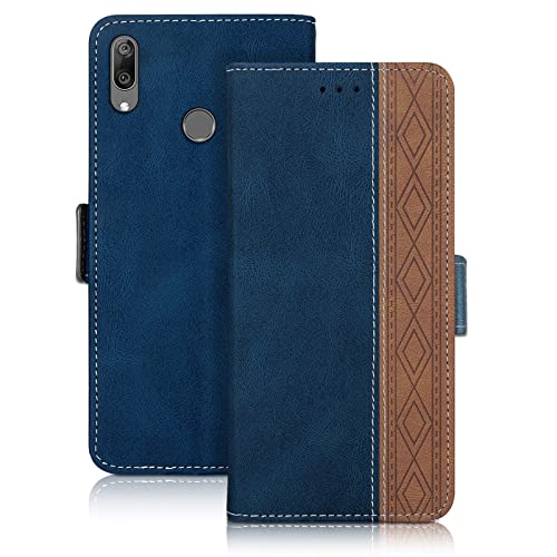 Vaitasy Handyhülle Huawei Y7 2019/ Y7 Prime 2019, Premium PU Leder Schutzhülle mit Kartenfach Wallet Standfunktion Cover Magnetverschluss Hülle Kompatibel mit Huawei Y7 Prime 2019, Blau von Vaitasy