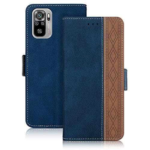 Vaitasy Handyhülle Xiaomi Redmi Note 10 4G/ Note 10S, Magnetisch Flip Book Schutzhülle mit Kartensteckplatz Standfunktion Cover Hülle für Redmi Note 10/ Note 10S, Blau von Vaitasy