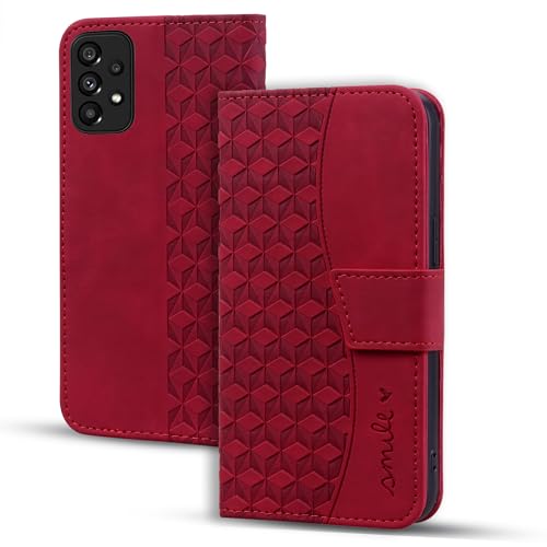 Vaitasy Handyhülle für Samsung Galaxy A52 Hülle Premium PU Leder Magnetverschluss Schutzhülle mit Kartensteckplatz für Galaxy A52s - Rot von Vaitasy