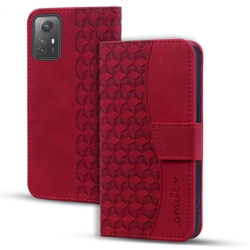 Vaitasy Handyhülle für Xiaomi Redmi Note 12S 4G Hülle Premium PU Leder Magnetverschluss Schutzhülle mit Kartensteckplatz für Redmi Note 12s 4g - Rot von Vaitasy