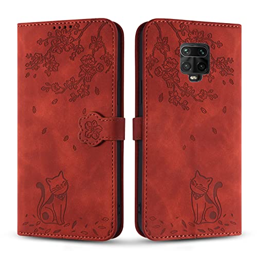 Vaitasy Handyhülle für Xiaomi Redmi Note 9S/ Note 9 Pro 4G, Premium PU Leder Cover mit Magnetic Closure Ständer Schutzhülle für Redmi Note 9 Pro 4g - Kaffee Katze von Vaitasy