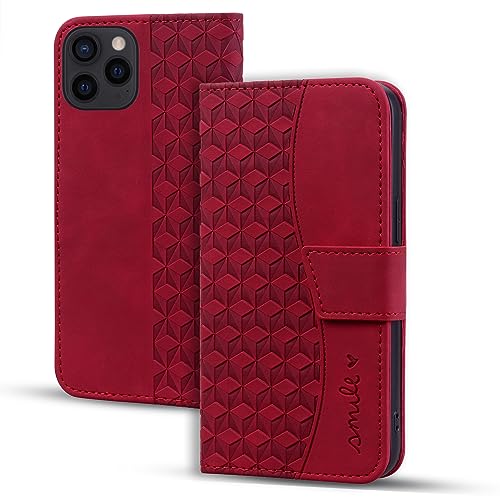 Vaitasy Handyhülle für iPhone 15 Pro Hülle Premium PU Leder Magnetverschluss Schutzhülle mit Kartensteckplatz Hülle für iPhone 15 pro - Rot von Vaitasy