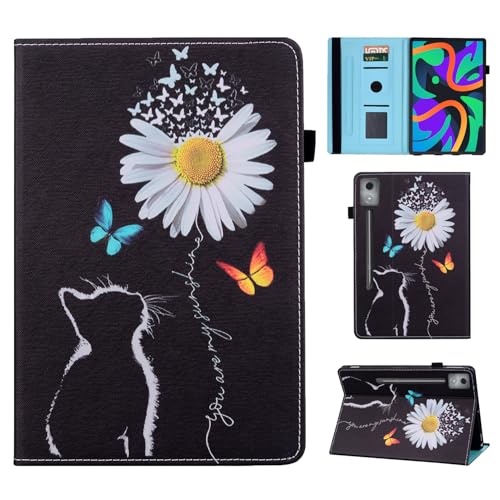 Vaitasy Hülle Kompatibel mit Lenovo Xiaoxin Pad Pro 12.7 Zoll 2025, Multi-Winkel Folio Cover mit Weiche TPU Schutzhülle für Xiaoxin Pad Pro 12.7" 2025 - Schwarze Katze von Vaitasy