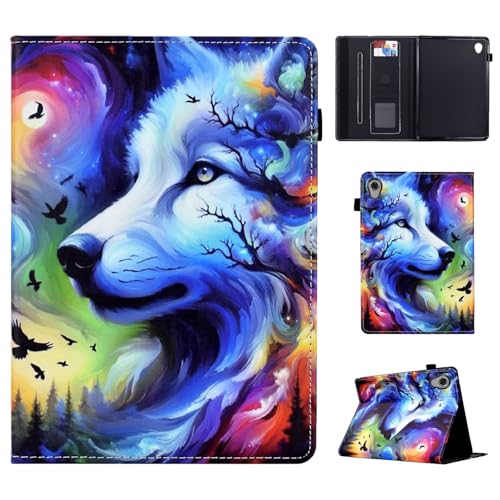 Vaitasy Hülle Lenovo Tab M10 HD 2nd Gen 10.1 Zoll (TB-X306F/ TB-X306X), Kartensteckplatz mit Auto Schlaf/Wach Funktion Schutzhülle M10 HD 2nd Generation 10.1" - Sternenwolf von Vaitasy