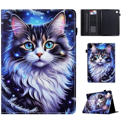 Vaitasy Hülle Samsung Galaxy Tab A9 Plus 2023 11" (SM-X210/X216), Flip Book Hülle mit Auto Sleep/Wake Funktion Schutzhülle für Galaxy Tab A9 Plus - Tiger Fleck Katze von Vaitasy