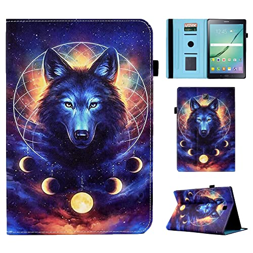 Vaitasy Hülle Samsung Galaxy Tab S2 9.7 Zoll 2015 (SM-T810/ SM-T813/ SM-T815), Multi-Winkel Folio Case mit Shockproof Schutzhülle für Galaxy Tab S2 9.7" - Mond Wolf von Vaitasy