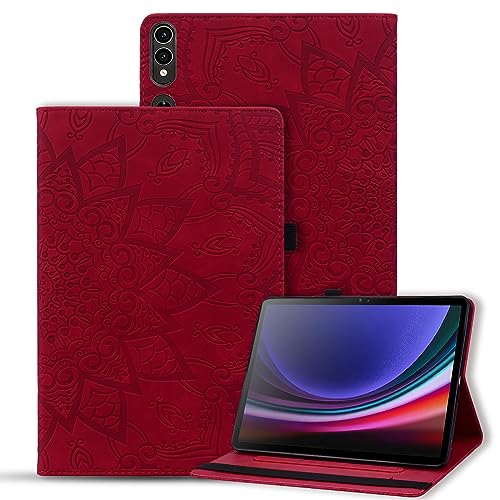 Vaitasy Hülle Samsung Galaxy Tab S9 Plus 12.4 Zoll 2023 Schutzhülle Auto Schlaf/Wach Funktion Hülle für Galaxy Tab S8 Plus/S7 Plus/S7 FE - Mandala Rot von Vaitasy