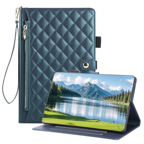 Vaitasy Hülle für Lenovo Tab M11 11 Zoll 2024 TB330 Handschlaufe Reißverschluss Dokumentschlitze Hülle Business PU Leder Schutzhülle für Lenovo Tab M11 Grün von Vaitasy