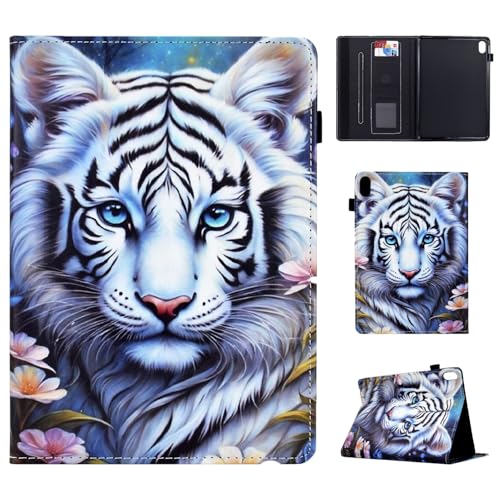 Vaitasy Hülle iPad 2025 A16 11"/ iPad 10 2022 10.9", Smart Magnetisch Hülle mit TPU-Rücken Stoßfest Schutzhülle für iPad 11 2025 - Weißer Tiger von Vaitasy