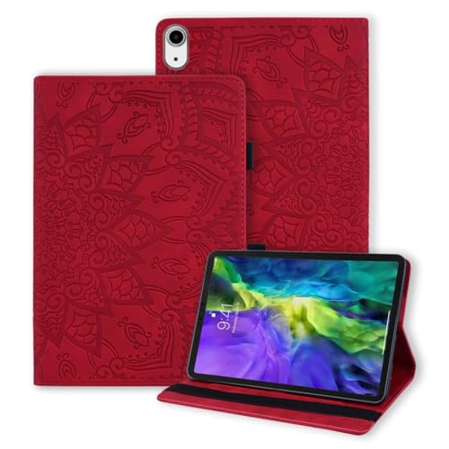 Vaitasy Hülle iPad Mini 7 (A17 Pro) 2024/ iPad Mini 6 8.3 Zoll Schutzhülle Anti-Kratzer PU Leder Flip Hülle mit Auto Schlaf/Wach Funktion für iPad Mini 6 - Mandala Rot von Vaitasy