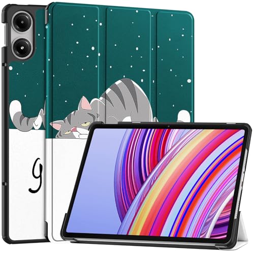 Vakarey für Redmi Pad Pro Hülle,Ultradünne Standabdeckung Hülle für Xiaomi Redmi Pad Pro 12.1 Zoll 2024 Tablette,Faule Katze von Vakarey