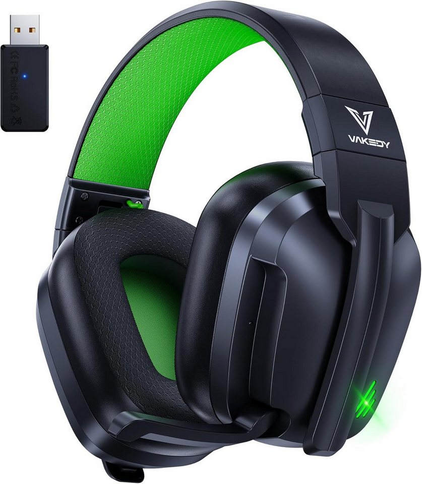 Vakedy Mit Mikrofon, 50H+ Akkulaufzeit,2,4-GHz- und Bluetooth-Dualmodus Gaming-Headset (Leichtes Design mit Memory-Schaumstoff-Ohrpolstern und verstellbarem Kopfbügel bietet hohen Komfort auch bei langen Gaming-Marathons., Headset Wireless Gaming mit Bluetooth Mikrofon USB,Bluetooth) Vakedy Mit Mikrofon, 50H+ Akkulaufzeit,2,4-GHz- und Bluetooth-Dualmodus Gaming-Headset (Leichtes Design mit Memory-Schaumstoff-Ohrpolstern und verstellbarem Kopfbügel bietet hohen Komfort auch bei langen Gaming-Marathons., Headset Wireless Gaming mit Bluetooth Mikrofon USB,Bluetooth) von Vakedy