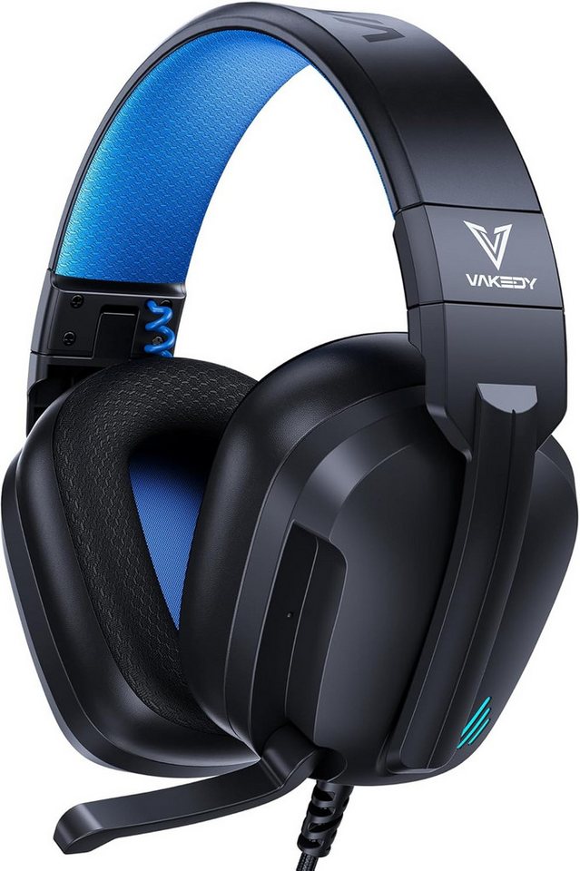 Vakedy mit Mikrofon,High-Definition mit Geräuschunterdrückung 3,5 mm Buchse Gaming-Headset (Leichtes Material reduziert den Druck auf den Kopf. Das verstellbare Kopfband passt sich individuell an und bietet auch bei langen Gaming-Sitzungen höchsten Komfort., 50-mm-Treiber sorgen für präzise Sounddetails tiefen Bass,Schalldichte) von Vakedy