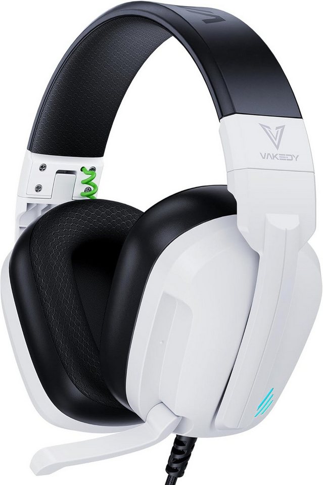Vakedy mit Mikrofon,High-Definition mit Geräuschunterdrückung 3,5 mm Buchse Gaming-Headset (Leichtes Material reduziert den Druck auf den Kopf. Das verstellbare Kopfband passt sich individuell an und bietet auch bei langen Gaming-Sitzungen höchsten Komfort., 50-mm-Treiber sorgen für präzise Sounddetails tiefen Bass,Schalldichte) von Vakedy