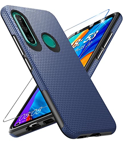 Vaki Handyhülle für Huawei P30 Lite, Panzerglas Schutzfolie, Stoßfest, Kratzfest, Rutschfest, Schutzhülle, Silikon, Armor, blau von Vaki