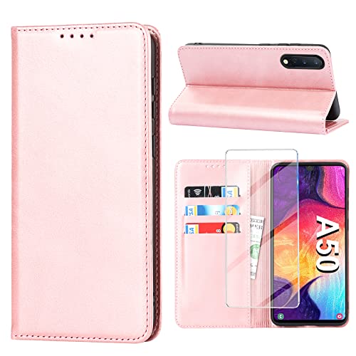 Handyhülle für Samsung Galaxy A50 Hülle mit Panzerglas Schutzfolie, Schutzhülle A50/A30S Leder Wallet Kartenfach Standfunktion Stoßfest Klapphülle Hüllen Galaxy A50 6.4 Zoll Case Klappbar (Rosa) Handyhülle für Samsung Galaxy A50 Hülle mit Panzerglas Schutzfolie, Schutzhülle A50/A30S Leder Wallet Kartenfach Standfunktion Stoßfest Klapphülle Hüllen Galaxy A50 6.4 Zoll Case Klappbar (Rosa) von Vaki