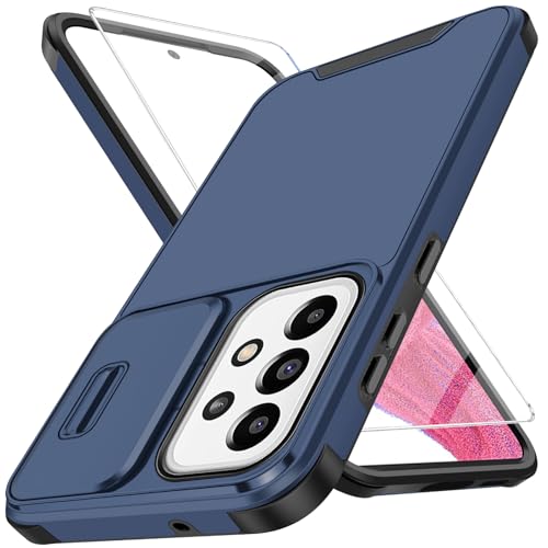 Handyhülle für Samsung Galaxy A53 5G Hülle mit Schutzfolie Und Slide Camera Cover Kameraschutz, A53 Schutzhülle Militärschutz Stoßfeste Kratzfeste Panzerhülle für Samsung A53 5G Cover Tasche (Blau) von Vaki