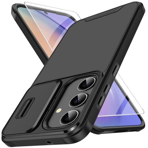 Handyhülle für Samsung Galaxy A54 5G Hülle mit Schutzfolie Und Slide Camera Cover Kameraschutz, A54 Schutzhülle Militärschutz Stoßfeste Kratzfeste Panzerhülle für Samsung A54 5G Cover Tasche (Schwarz) von Vaki