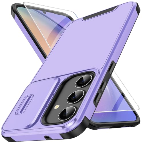 Handyhülle für Samsung Galaxy A54 5G Hülle mit Schutzfolie Und Slide Camera Cover Kameraschutz, A54 Schutzhülle Militärschutz Stoßfeste Kratzfeste Panzerhülle für Samsung A54 5G Cover Tasche (Lila) von Vaki
