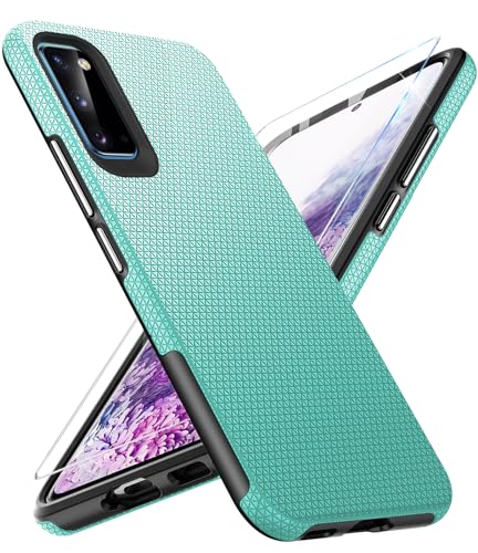 Handyhülle für Samsung Galaxy S20 Hülle mit Schutzfolie, Stoßfest Bumper Kratzfestigkeit rutschfest Schutzhülle Galaxy S20 Schwer Silikon Armor für Samsung S20 Case Cover Tasche (Grün) von Vaki