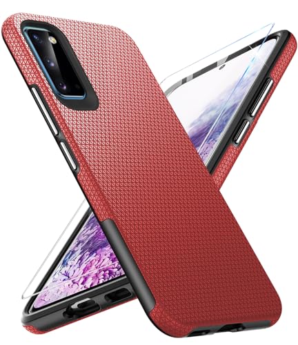 Handyhülle für Samsung Galaxy S20 Hülle mit Schutzfolie, Stoßfest Bumper Kratzfestigkeit rutschfest Schutzhülle Galaxy S20 Schwer Silikon Armor für Samsung S20 Case Cover Tasche (Rot) von Vaki