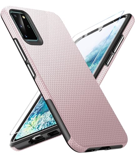 Handyhülle für Samsung Galaxy S20 Plus Hülle mit Schutzfolie, Stoßfest Bumper Kratzfestigkeit rutschfest Schutzhülle Galaxy S20 Plus Schwer Silikon Armor für Samsung S20 Plus Case Cover (Rosa) von Vaki