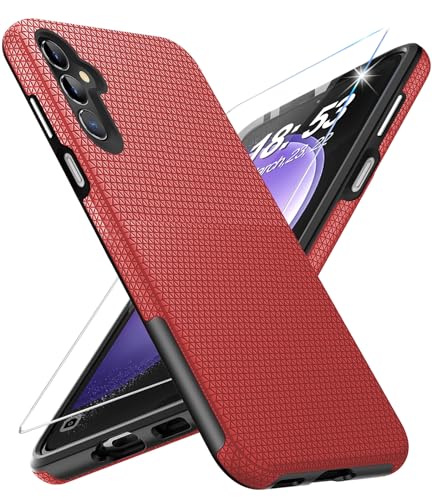 Handyhülle für Samsung Galaxy S23 FE 5G Hülle mit Schutzfolie, Stoßfest Bumper Kratzfestigkeit Rutschfest Schutzhülle Galaxy S23 FE Schwer Silikon Armor für Samsung S23 FE Case Cover Tasche (Rot) von Vaki