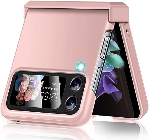 Handyhülle für Samsung Galaxy Z Flip 3 Hülle Ultra Dünn Leicht PC Schutzhülle Galaxy Z Flip 3 5G Klapphülle Slim Kratzfest Firma Flip Case für Samsung Z Flip 3 Tache Cover (Rosa) von Vaki