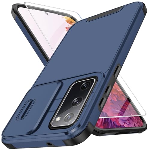 S20 FE Handyhülle für Samsung Galaxy S20 FE Hülle mit Schutzfolie Und Slide Camera Cover Kameraschutz, S20 FE Schutzhülle Militärschutz Stoßfeste Kratzfeste Panzerhülle für Samsung S20 FE Cover (Blau) von Vaki