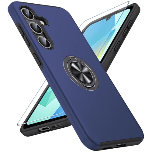 Vaki Handyhülle für Samsung Galaxy A16 5G Hülle mit Schutzfolie, Schutzhülle Galaxy A16 5G Case mit 360° Magnetischer Ring Ständer Kratzfest Fallfestigkeit Stoßfest für Samsung A16 5G Cover (Blau) von Vaki