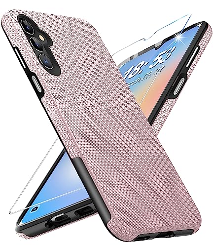 Vaki Handyhülle für Samsung Galaxy A34 5G Hülle mit Schutzfolie, Stoßfest Bumper Kratzfestigkeit rutschfest Schutzhülle Galaxy A34 5G Schwer Silikon Armor für Samsung A34 5G Case Cover Tasche (Rosa) von Vaki