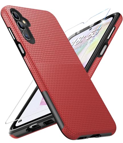 Vaki Handyhülle für Samsung Galaxy A35 5G Hülle mit Schutzfolie, Stoßfest Bumper Kratzfestigkeit rutschfest Schutzhülle Galaxy A35 5G Schwer Silikon Case für Samsung A35 5G Cover Tasche (Rot) von Vaki