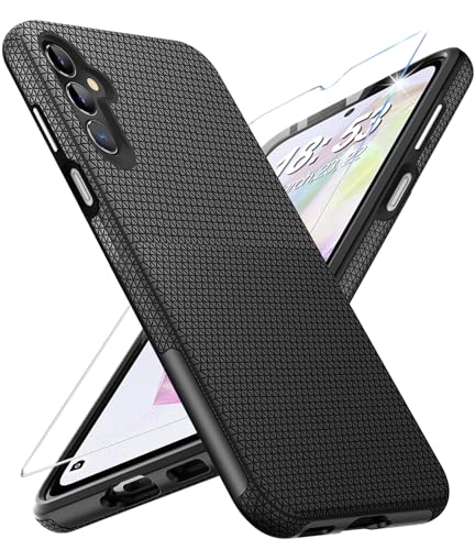 Vaki Handyhülle für Samsung Galaxy A35 5G Hülle mit Schutzfolie, Stoßfest Bumper Kratzfestigkeit rutschfest Schutzhülle Galaxy A35 5G Schwer Silikon Case für Samsung A35 5G Cover Tasche (Schwarz) von Vaki