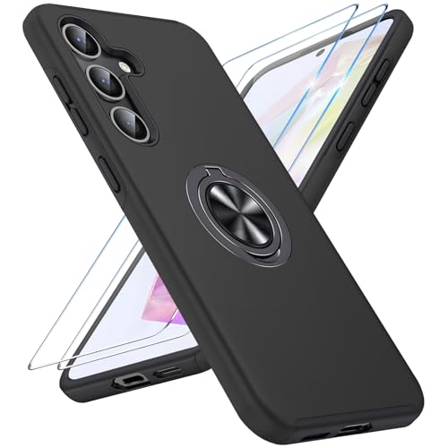 Vaki Handyhülle für Samsung Galaxy A36 5G Hülle mit Schutzfolie, Schutzhülle Galaxy A36 5G Case mit Magnetischer Ring Ständer Kratzfest Fallfestigkeit Stoßfest für Samsung A36 5G Cover (Schwarz) von Vaki