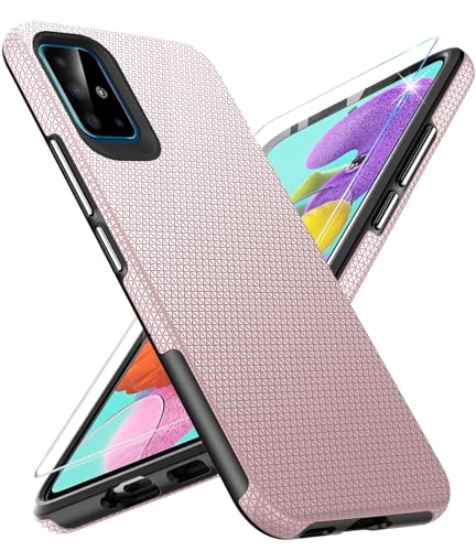 Vaki Handyhülle für Samsung Galaxy A51 4G Hülle mit Schutzfolie, Stoßfest Bumper Kratzfestigkeit rutschfest Schutzhülle Galaxy A51 4G Schwer Silikon Armor für Samsung A51 4G Case Cover Tasche (Rosa) von Vaki