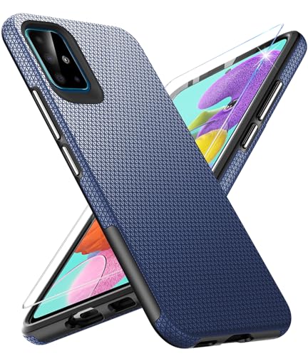 Vaki Handyhülle für Samsung Galaxy A51 4G Hülle mit Schutzfolie, Stoßfest Bumper Kratzfestigkeit rutschfest Schutzhülle Galaxy A51 4G Schwer Silikon Armor für Samsung A51 4G Case Cover Tasche (Blau) von Vaki