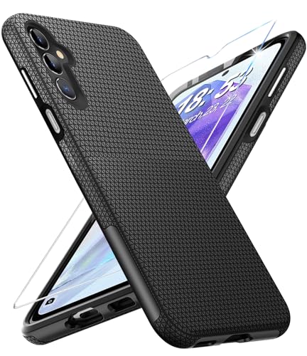 Vaki Handyhülle für Samsung Galaxy A55 5G Hülle mit Schutzfolie, Stoßfest Bumper Kratzfestigkeit rutschfest Schutzhülle Galaxy A55 5G Schwer Silikon Case für Samsung A55 5G Cover Tasche (Schwarz) Vaki Handyhülle für Samsung Galaxy A55 5G Hülle mit Schutzfolie, Stoßfest Bumper Kratzfestigkeit rutschfest Schutzhülle Galaxy A55 5G Schwer Silikon Case für Samsung A55 5G Cover Tasche (Schwarz) von Vaki