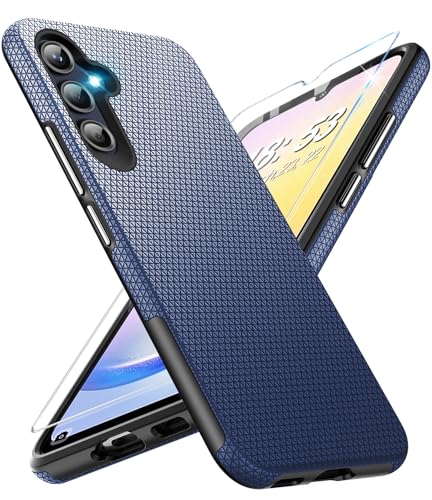 Vaki Handyhülle für Samsung Galaxy A56 5G Hülle mit Schutzfolie, Stoßfest Bumper Kratzfestigkeit rutschfest Schutzhülle Galaxy A56 5G Schwer Silikon Case für Samsung A56 5G Cover Tasche (Blau) von Vaki