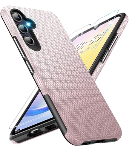 Vaki Handyhülle für Samsung Galaxy A56 5G Hülle mit Schutzfolie, Stoßfest Bumper Kratzfestigkeit rutschfest Schutzhülle Galaxy A56 5G Schwer Silikon Case für Samsung A56 5G Cover Tasche (Rosa) von Vaki