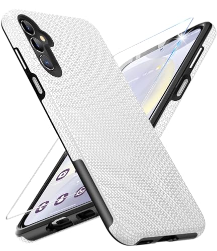 Vaki Handyhülle für Samsung Galaxy S24 Hülle mit Schutzfolie, Stoßfest Bumper Kratzfestigkeit rutschfest Schutzhülle Galaxy S24 5G Schwer Silikon Armor für Samsung S24 5G Case Cover Tasche (Silber) Vaki Handyhülle für Samsung Galaxy S24 Hülle mit Schutzfolie, Stoßfest Bumper Kratzfestigkeit rutschfest Schutzhülle Galaxy S24 5G Schwer Silikon Armor für Samsung S24 5G Case Cover Tasche (Silber) von Vaki