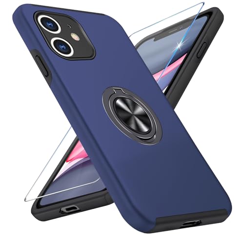 Vaki Handyhülle für iPhone 11 Hülle mit Schutzfolie, Schutzhülle für iPhone 11 Case mit Magnetischer Ring Ständer Kratzfest Fallfestigkeit Stoßfest für iPhone 11 Cover (Blau) von Vaki