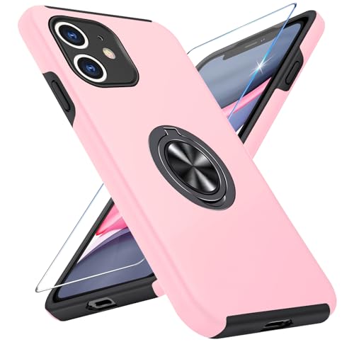 Vaki Handyhülle für iPhone 11 Hülle mit Schutzfolie, Schutzhülle für iPhone 11 Case mit Magnetischer Ring Ständer Kratzfest Fallfestigkeit Stoßfest für iPhone 11 Cover (Rosa) von Vaki