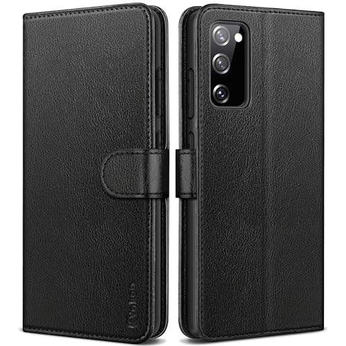 Vakoo Handyhülle für Samsung Galaxy S20 FE Hülle, [Hochwertiges Leder] [mit Kartenfach] [Standfunktion] Klappbar Flip Case Schutzhülle - Schwarz von Vakoo