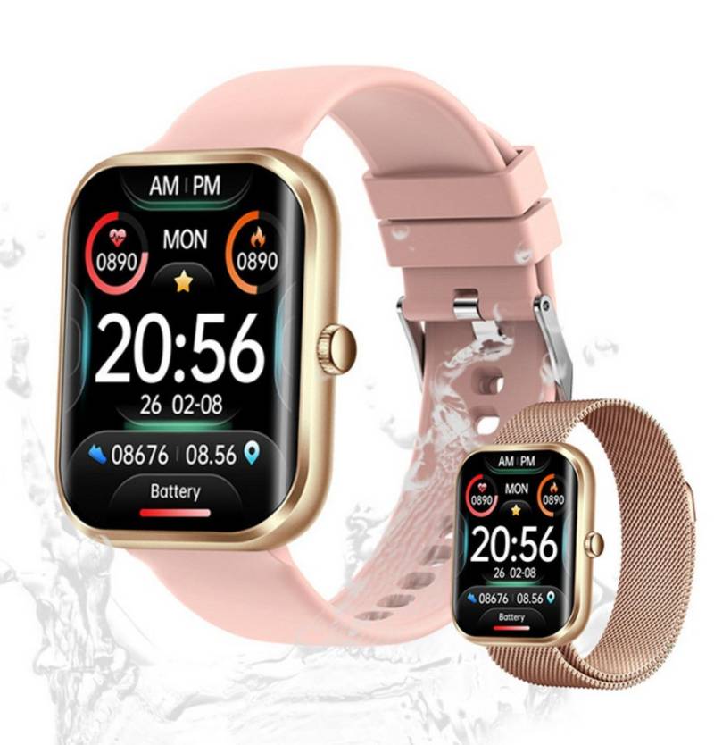 Valdus Damen's 250 mAh Telefonfunktion Fitness uhr mit trakcer Smartwatch (1.96 Zoll, Android/iOS) Armbanduhr perfekt für den täglichen Gebrauch von Damen, mit austauschbarem weichem Mesh armband, Anruffunktion verfügbar für Android und iOS von Valdus