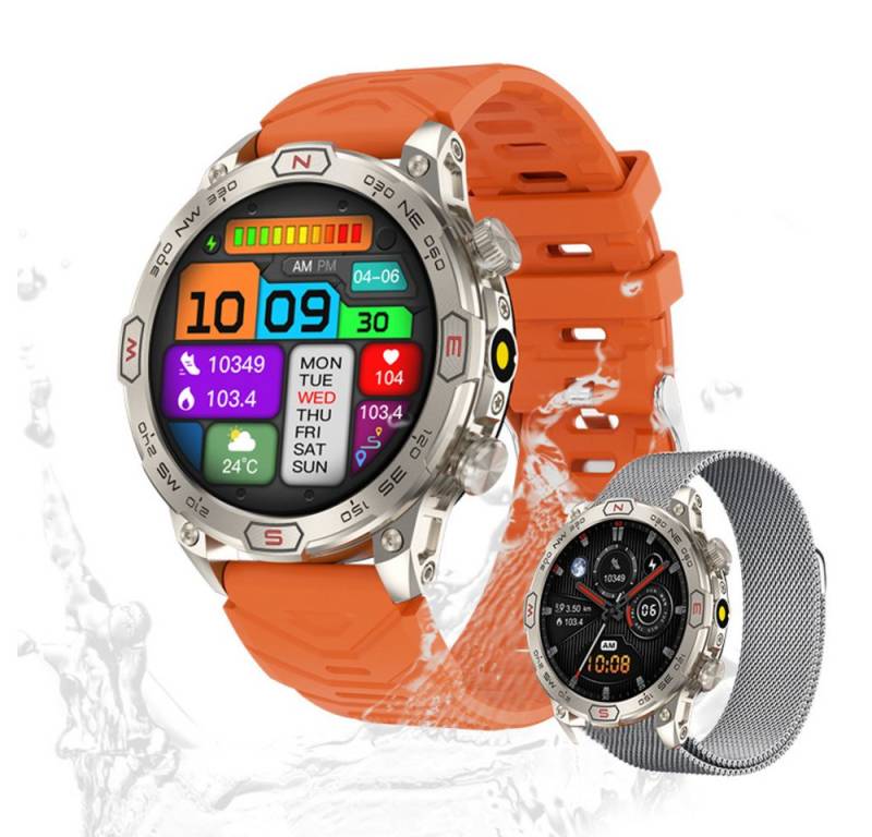Valdus Herren’s 1 ATM Wasserdicht Fitness-Tracker Smartwatch (1.43 Zoll), mit SPO2, Herzfrequenzsensor, Schrittzähler & 107 Sportmodi von Valdus