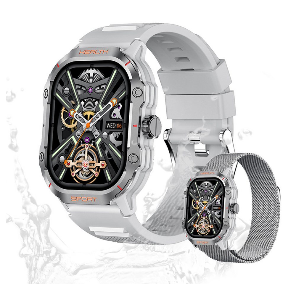 Valdus Herren's AMOLED Display 260mAh Akku IP67 Wasserdicht Smartwatch (2.01 Zoll, Android / iOS), mit Herzfrequenzmessung, Blutdruckkontrolle, Blutsauerstoffüberwachung von Valdus